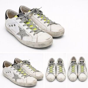 Golden Goose White Sneakers with Glitter Star